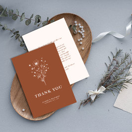 Tarjeta De Agradecimiento Boda Otoñal de Botánicos Boho de Naranja Quemada R