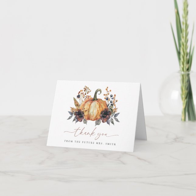 Tarjeta De Agradecimiento Boda Otoñal de Calabaza (Anverso)