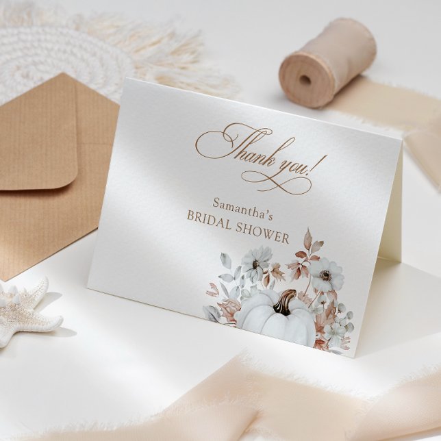 Tarjeta De Agradecimiento Boda Otoño Blanco Calabaza (Subido por el creador)