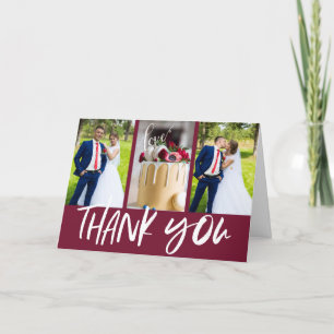 Tarjeta De Agradecimiento Boda otoño rojo burdeos foto moderna