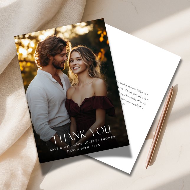 Tarjeta De Agradecimiento Boda Overlay Photo Couples Shower Photo (Subido por el creador)