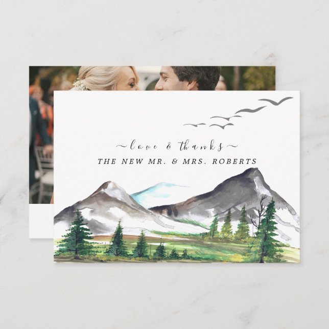 Tarjeta De Agradecimiento Boda pacífico de bosque de bosques de Montaña (Anverso / Reverso)