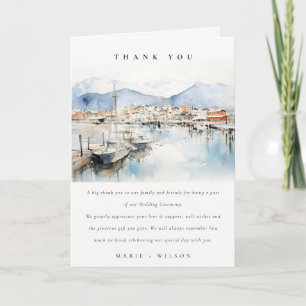 Tarjeta De Agradecimiento Boda Paisaje Acuarela Ushuaia, Argentina