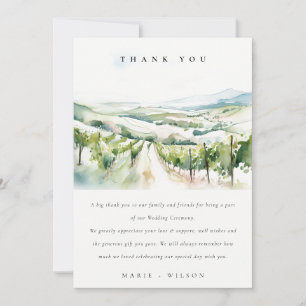 Tarjeta De Agradecimiento Boda paisaje viñedo acuarela pastel suave