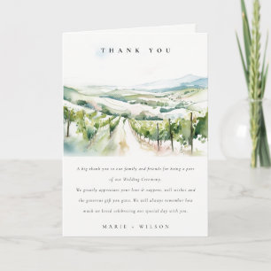 Tarjeta De Agradecimiento Boda paisaje viñedo acuarela pastel suave