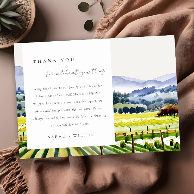 Tarjeta De Agradecimiento Boda paisajístico de viñedos de Napa Valley Waterc (Subido por el creador)