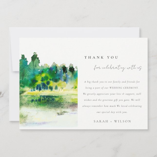 Tarjeta De Agradecimiento Boda paisajístico del río montañoso moda (Anverso)