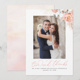 Tarjeta De Agradecimiento Boda Pampas Grass Pink Floral Gracias