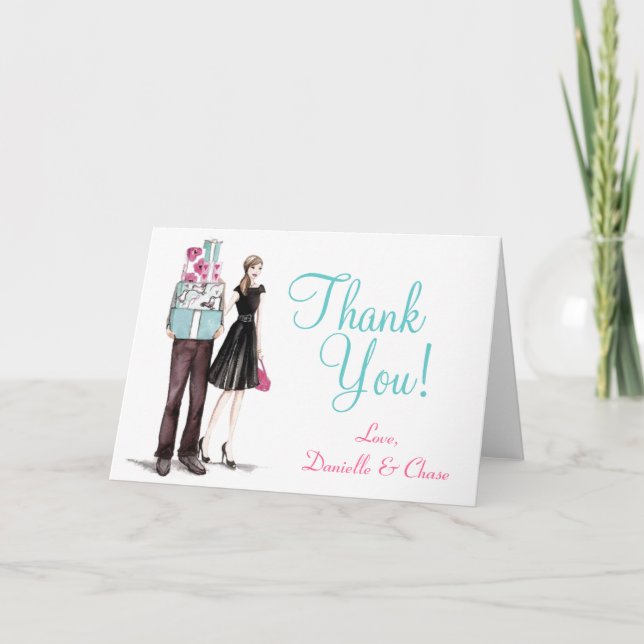 Tarjeta De Agradecimiento Boda Parejas Su Ducha Y Su Ducha Gracias Cartas (Anverso)