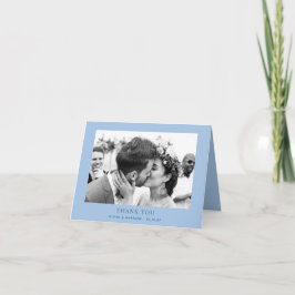 Tarjeta De Agradecimiento Boda Pastel Azul Cielo | Foto Costera Moderna