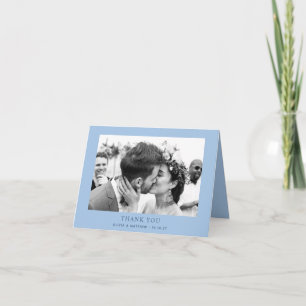 Tarjeta De Agradecimiento Boda Pastel Azul Cielo   Foto Costera Moderna