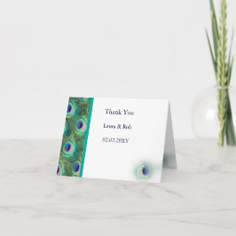 Tarjeta De Agradecimiento boda pavo real gracias