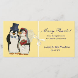 Tarjeta De Agradecimiento Boda Penguin