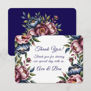Tarjeta De Agradecimiento Boda Peony de la Marina de Borgoña en Rubor