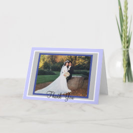Tarjeta De Agradecimiento Boda Periwinkle Monograma Foto Gracias Cartas
