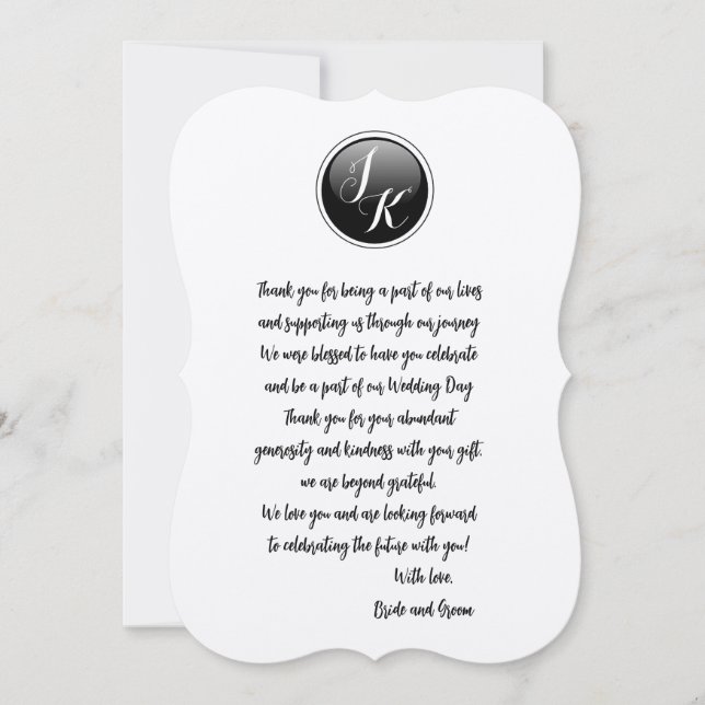 Tarjeta de agradecimiento boda personalizada (Anverso)