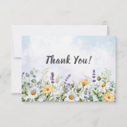 Tarjeta De Agradecimiento Boda Personalizada Acuarela Flor Silvestre Boho