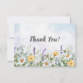 Tarjeta De Agradecimiento Boda Personalizada Acuarela Flor Silvestre Boho