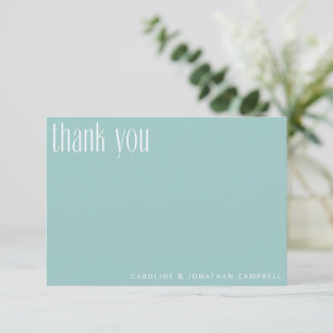 Tarjeta De Agradecimiento Boda personalizada azul acuático minimalista moder