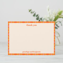 Tarjeta De Agradecimiento Boda personalizada de borde Naranja moderna de med