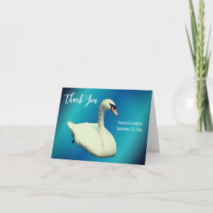 Tarjeta De Agradecimiento Boda personalizada de cisne blanco
