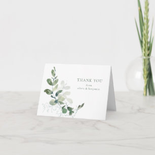 Tarjeta De Agradecimiento Boda personalizada de eucalipto botánico doblado