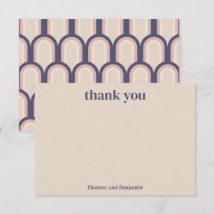 Tarjeta De Agradecimiento Boda personalizada geométrica moderna retro beige 