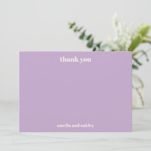 Tarjeta De Agradecimiento Boda personalizada minimalista y audaz de lavanda 