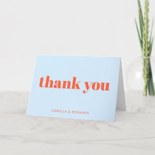 Tarjeta De Agradecimiento Boda Personalizada Moderna Naranja Azul Audaz