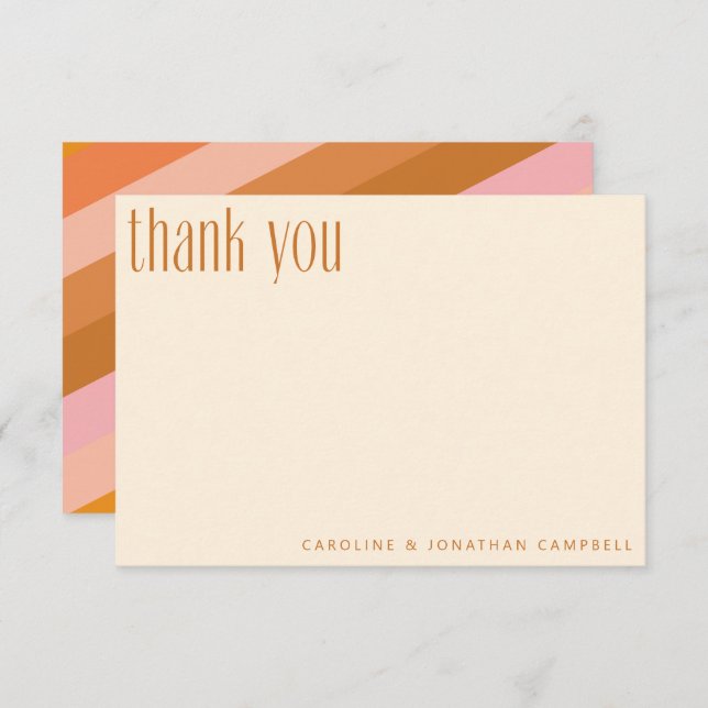 Tarjeta De Agradecimiento Boda personalizada Retro Geométrica de Terracota R (Anverso / Reverso)