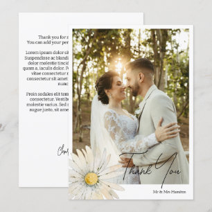 Tarjeta De Agradecimiento Boda personalizado de flores de margarita con mens