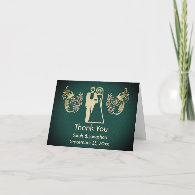 Tarjeta De Agradecimiento Boda personalizado de la novia y el novio (Anverso)