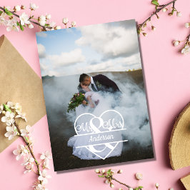 Tarjeta De Agradecimiento Boda personalizado de monograma fotográfico