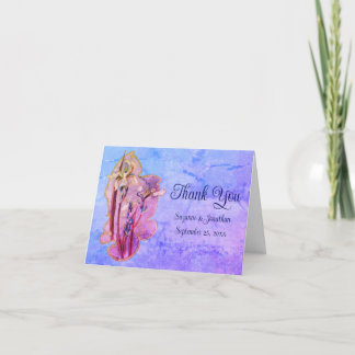 Tarjeta De Agradecimiento Boda personalizado del arte floral azul Iris