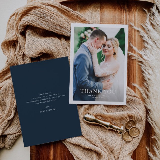Tarjeta De Agradecimiento boda personalizado del borde blanco moderno (Subido por el creador)