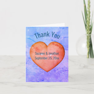 Tarjeta De Agradecimiento Boda personalizado del corazón rosado