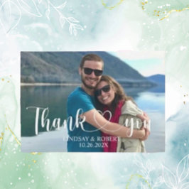 Tarjeta De Agradecimiento Boda Personalizado Foto Moderno Relajada Gracias