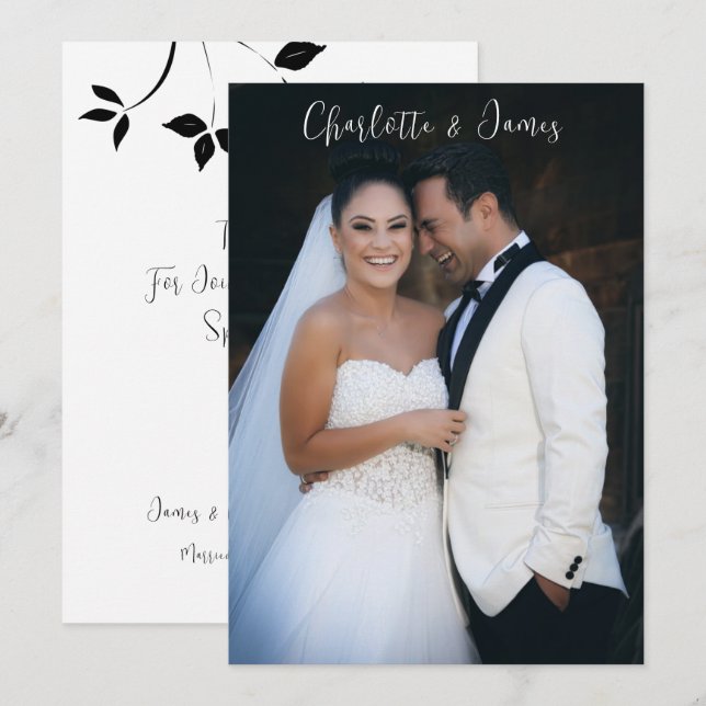 Tarjeta De Agradecimiento Boda Photo Keepsake Gracias (Anverso / Reverso)