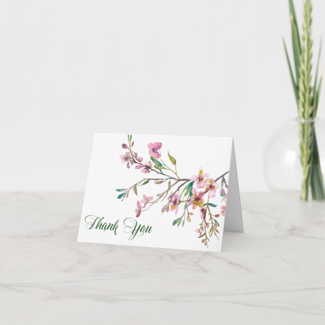 Tarjeta De Agradecimiento Boda Pink Cherry Blossom (Anverso)