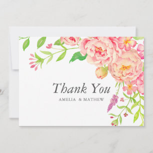 Tarjeta De Agradecimiento Boda Pink Peony