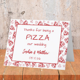 Tarjeta De Agradecimiento Boda Pizza Red Italiana Mano Funny
