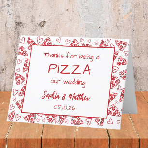 Tarjeta De Agradecimiento Boda Pizza Red Italiana Mano Funny