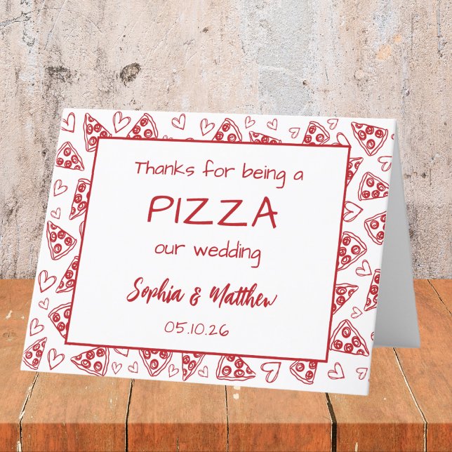 Tarjeta De Agradecimiento Boda Pizza Red Italiana Mano Funny (Subido por el creador)