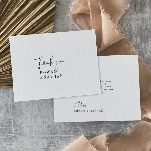 Tarjeta De Agradecimiento Boda plano blanco y negro de Moda moderna (Subido por el creador)