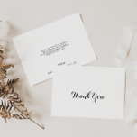 Tarjeta De Agradecimiento Boda plano caligráfico moderno<br><div class="desc">Esta moderna tarjeta de agradecimiento de boda llano caligrafía es perfecta para un boda rústico. El diseño, sencillo y elegante, presenta una tipografía de escritura clásica y elegante en blanco y negro. Personaliza el interior de la tarjeta con tus nombres y un mensaje de agradecimiento. O bien, deje la sección...</div>
