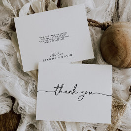 Tarjeta De Agradecimiento Boda plano clásico blanco negro