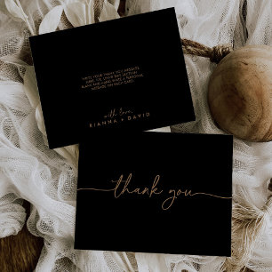 Tarjeta De Agradecimiento Boda plano clásico de oro negro