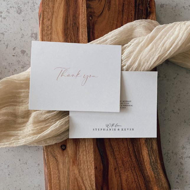 Tarjeta De Agradecimiento Boda plano de caligrafía idílica de oro Rosa (Subido por el creador)