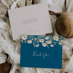 Tarjeta De Agradecimiento Boda plano de flores silvestres de Boho Rubor clás