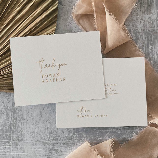Tarjeta De Agradecimiento Boda plano de oro de Moda moderna (Subido por el creador)